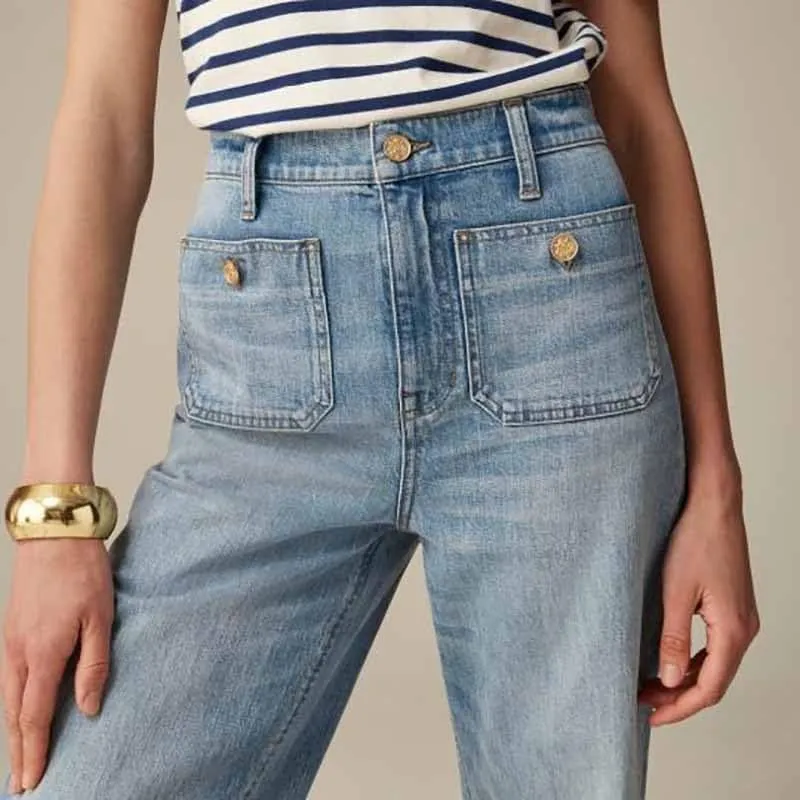 Oprah's Favorite - Tummy Control Sailor Wide Leg Trouser | Chiccurva Jeans | Wide Leg Cropped Denim Pants