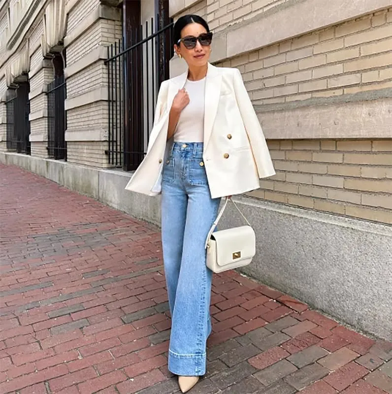 Oprah's Favorite - Tummy Control Sailor Wide Leg Trouser | Chiccurva Jeans | Wide Leg Cropped Denim Pants