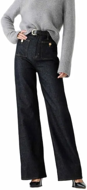 Oprah's Favorite - Tummy Control Sailor Wide Leg Trouser | Chiccurva Jeans | Wide Leg Cropped Denim Pants