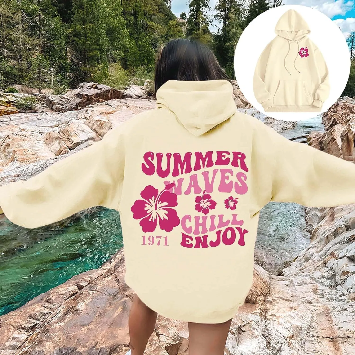 Oversized Hoodies for Women Teen Girls Pink Letter Graphic Long Sleeve Y2K Hooded Comfort Sweatshirt Pink Hoodie