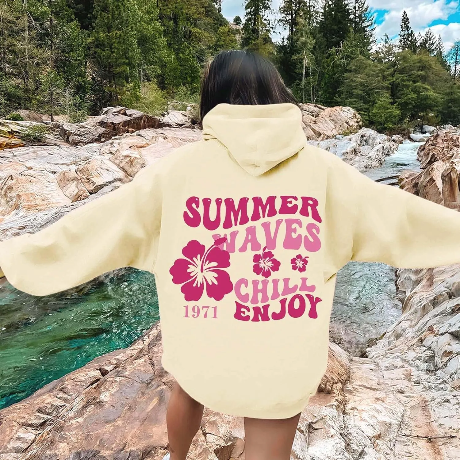 Oversized Hoodies for Women Teen Girls Pink Letter Graphic Long Sleeve Y2K Hooded Comfort Sweatshirt Pink Hoodie
