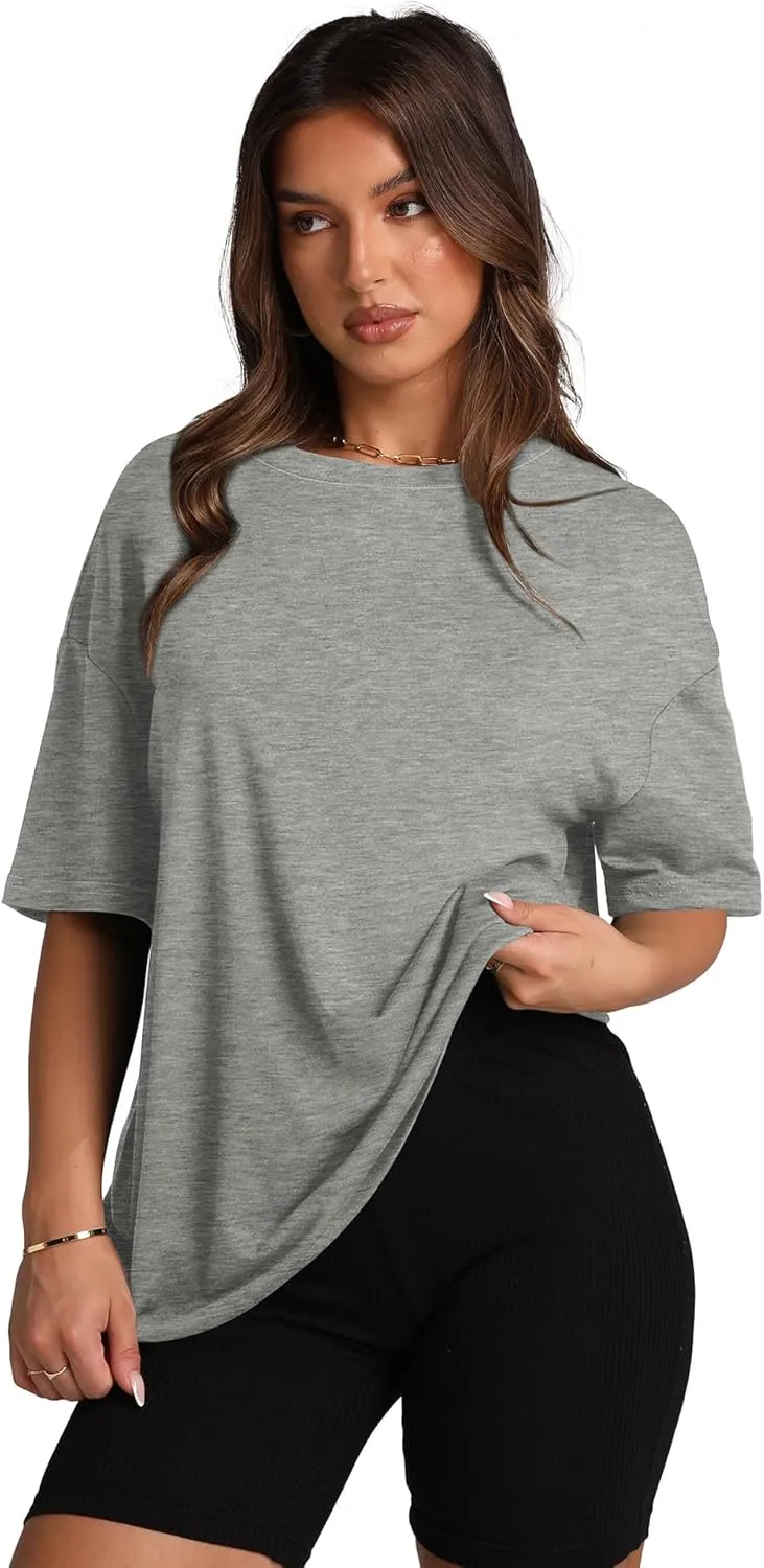 Oversized T Shirts for Women Summer Crewneck Short Sleeve Basic Tops Loose Fit