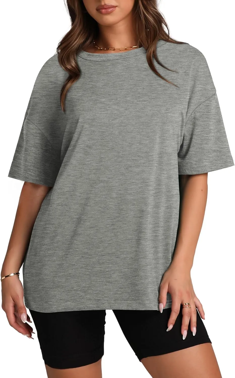 Oversized T Shirts for Women Summer Crewneck Short Sleeve Basic Tops Loose Fit
