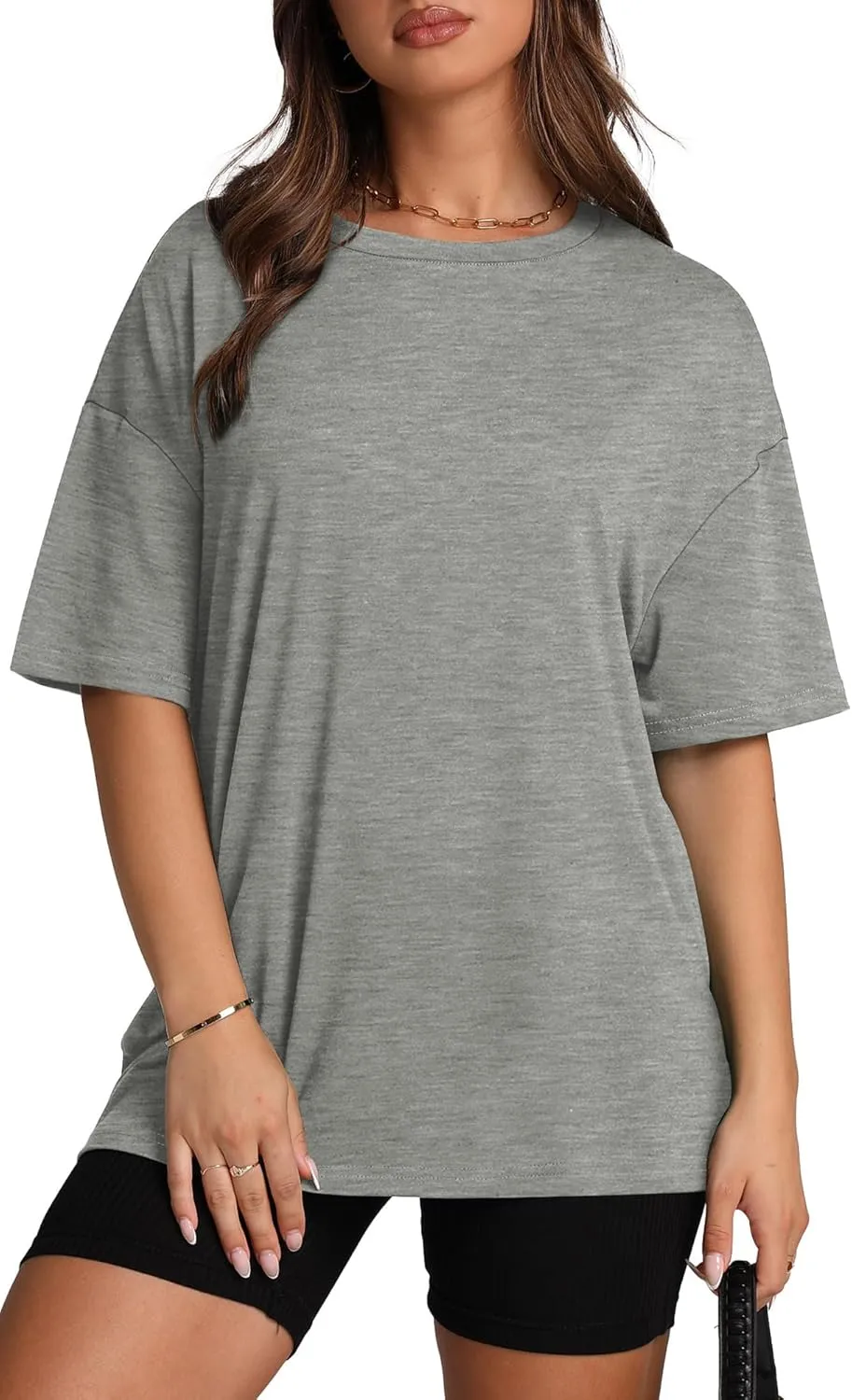 Oversized T Shirts for Women Summer Crewneck Short Sleeve Basic Tops Loose Fit