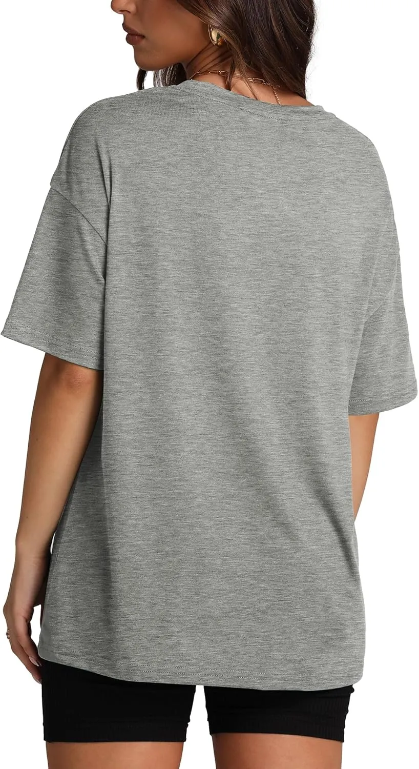 Oversized T Shirts for Women Summer Crewneck Short Sleeve Basic Tops Loose Fit