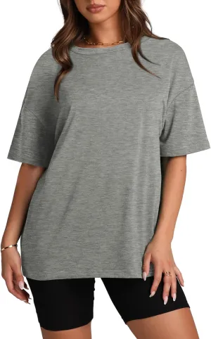 Oversized T Shirts for Women Summer Crewneck Short Sleeve Basic Tops Loose Fit