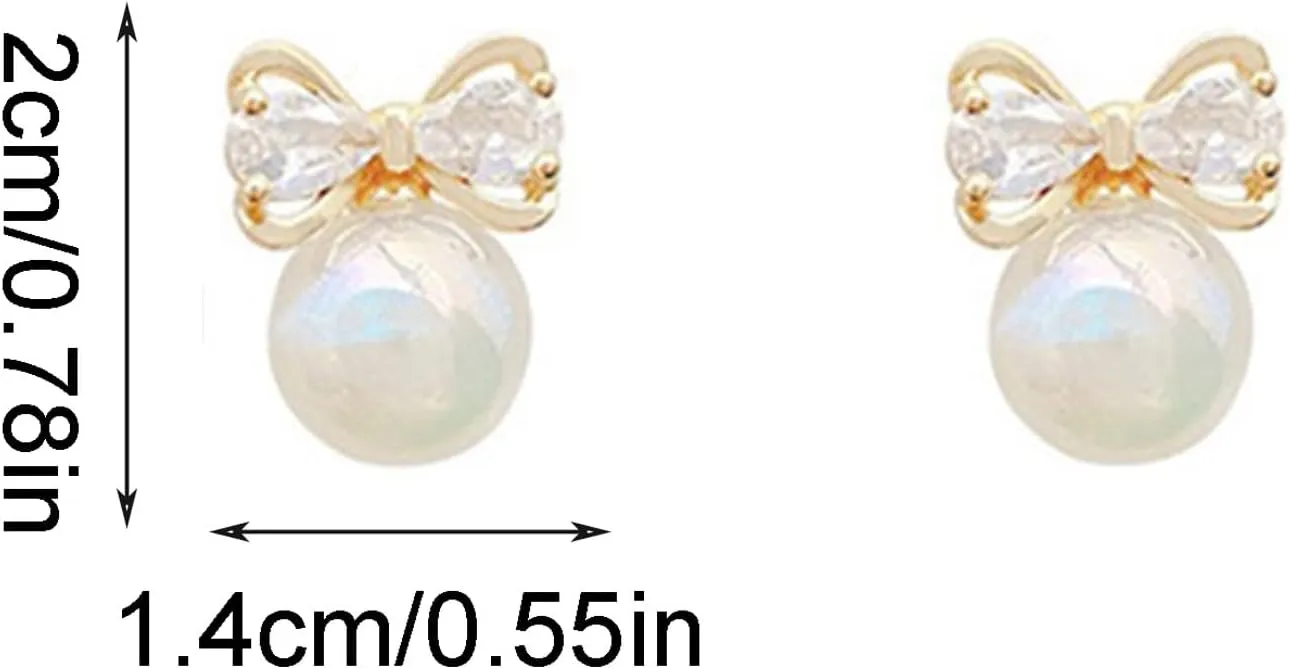Pearl Bow Earrings for Women,Cute Bowknot Dangle Pearl Earrings Party Prom Jewelry Accessory Birthday Gifts for Girlfriend