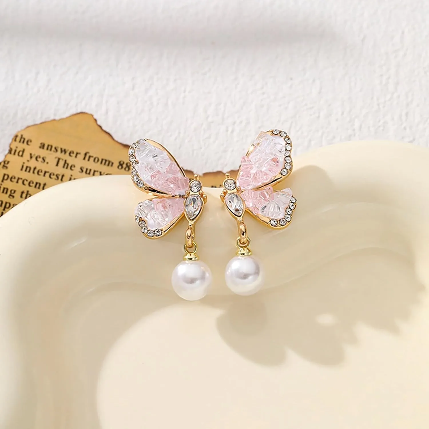 Pearl Bow Earrings for Women,Cute Bowknot Dangle Pearl Earrings Party Prom Jewelry Accessory Birthday Gifts for Girlfriend