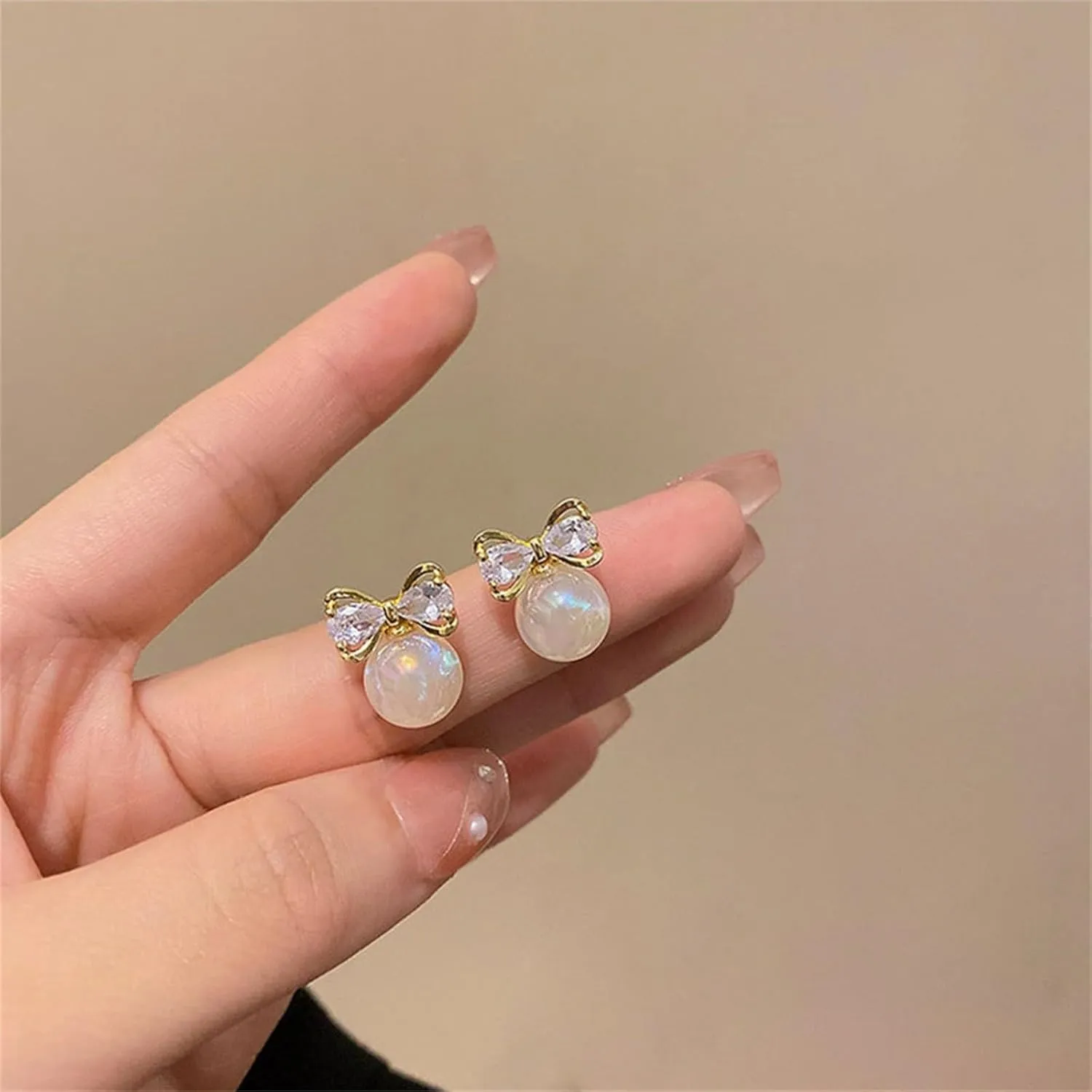Pearl Bow Earrings for Women,Cute Bowknot Dangle Pearl Earrings Party Prom Jewelry Accessory Birthday Gifts for Girlfriend
