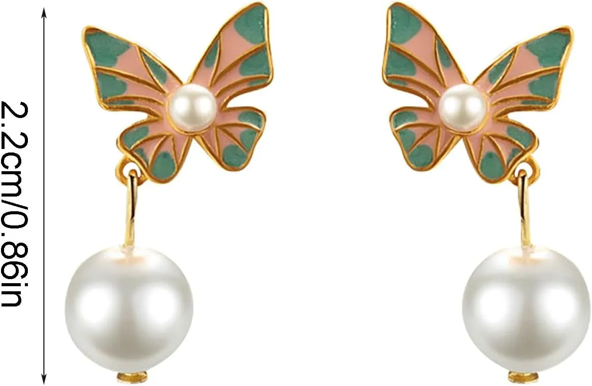 Pearl Bow Earrings for Women,Cute Bowknot Dangle Pearl Earrings Party Prom Jewelry Accessory Birthday Gifts for Girlfriend