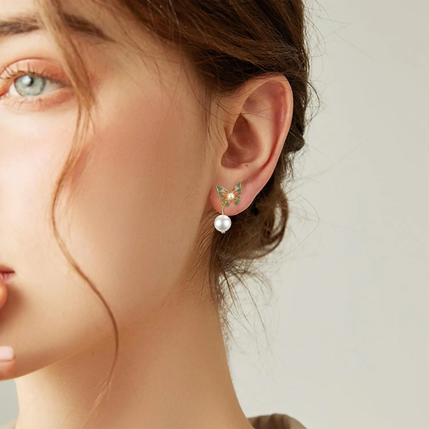 Pearl Bow Earrings for Women,Cute Bowknot Dangle Pearl Earrings Party Prom Jewelry Accessory Birthday Gifts for Girlfriend