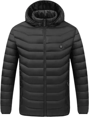 peqiut Winter Jacket For Men Cotton Padded Full Zipper Warm Fall Winter Coats Comfort Solid Heating Short Jacket