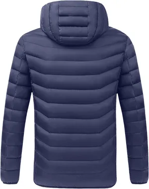 peqiut Winter Jacket For Men Cotton Padded Full Zipper Warm Fall Winter Coats Comfort Solid Heating Short Jacket