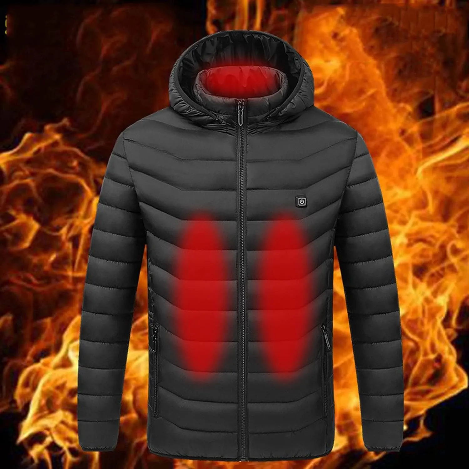 peqiut Winter Jacket For Men Cotton Padded Full Zipper Warm Fall Winter Coats Comfort Solid Heating Short Jacket