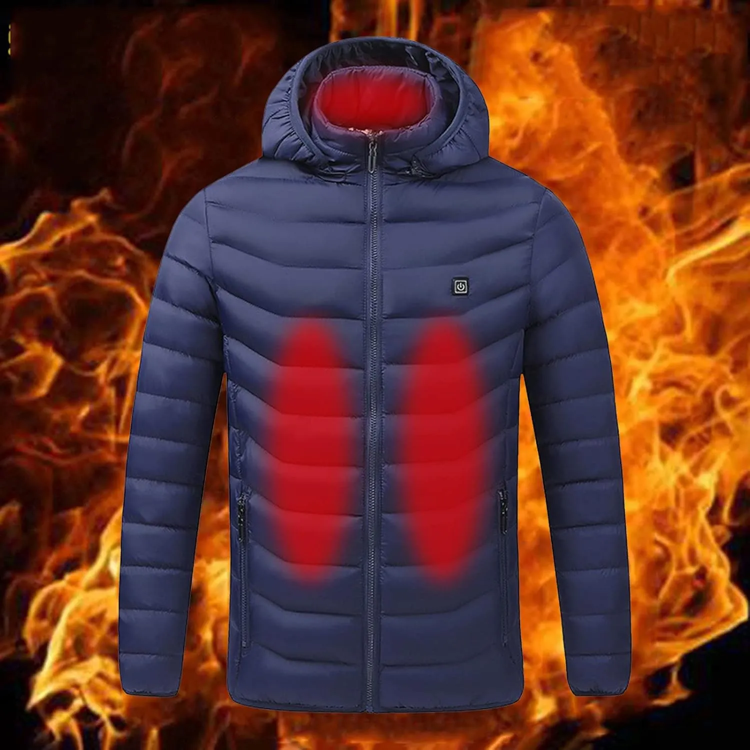 peqiut Winter Jacket For Men Cotton Padded Full Zipper Warm Fall Winter Coats Comfort Solid Heating Short Jacket
