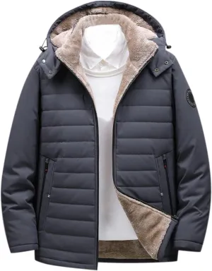 peqiut Winter Jacket For Men Cotton Padded Zipper Warm Fall Winter Hooded Coats Thickened Jacket Comfort