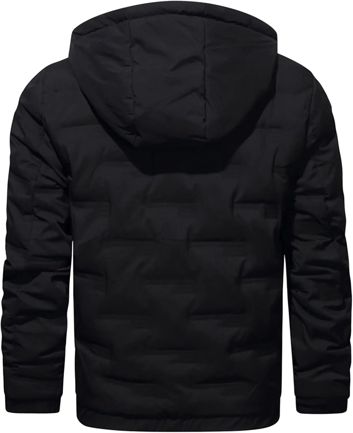 peqiut Winter Jacket For Men Zipper Cotton Padded Warm Fall Winter Hooded Coats Fashion Solid Color Jacket Comfort