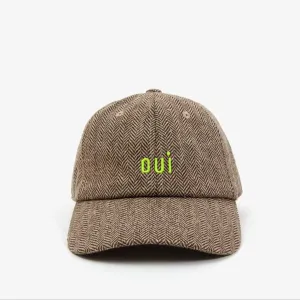Petit "Oui" Wool Baseball Hat (Taupe)