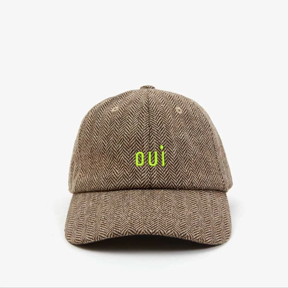 Petit "Oui" Wool Baseball Hat (Taupe)
