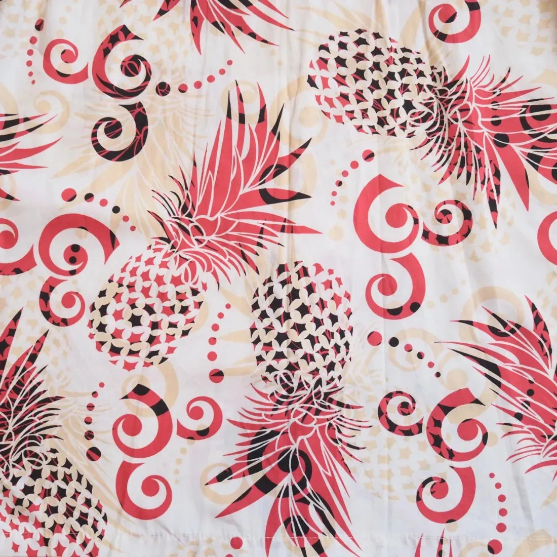 Pineapple Swirl Cream Hawaiian Cotton Shirt