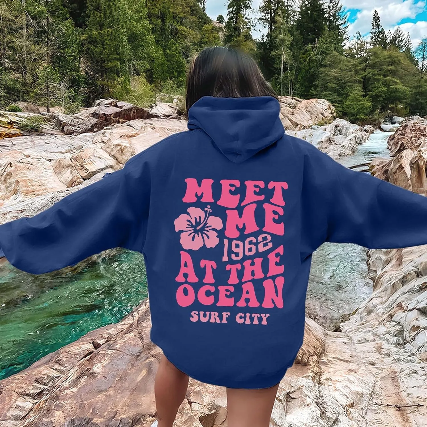 Pink Oversized Hoodie - Unisex Adult Clothing - Active Individuals - Sweatshirt - Long Sleeve - with Pockets