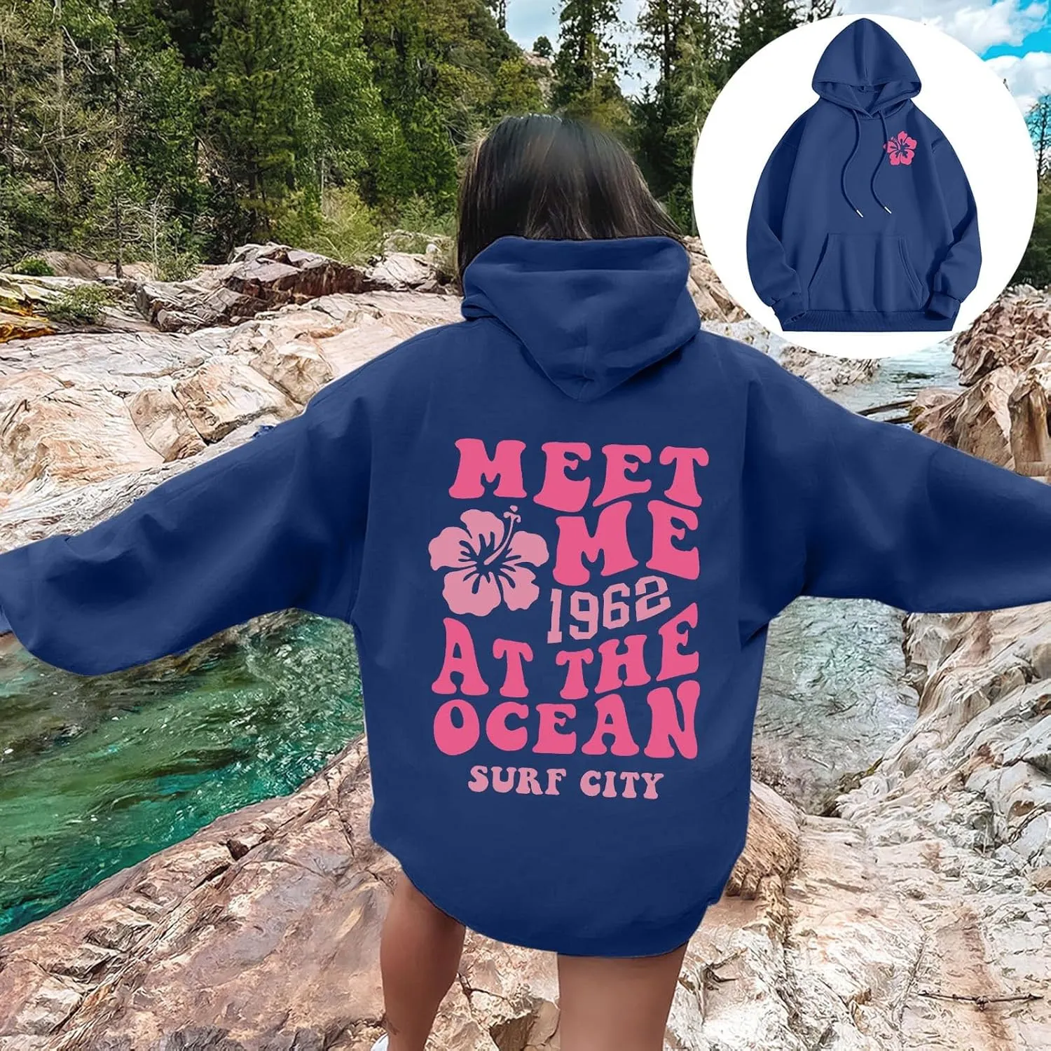 Pink Oversized Hoodie - Unisex Adult Clothing - Active Individuals - Sweatshirt - Long Sleeve - with Pockets