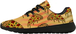 Pizza Slice Shoes Women's Men's Tennis Shoes Sport Sneakers Yellow Stripes Pizza Print Running Shoes Gifts for Vegan Lovers,US Size 7 Women/5 Men