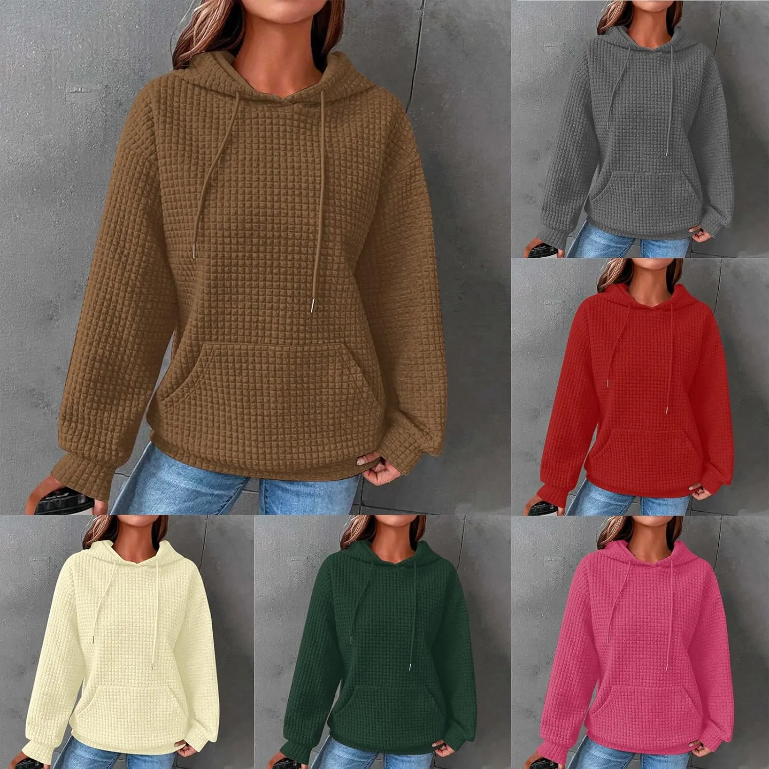 Plain Hoodie for Women Oversized Baggy Long Sleeve Drawstring Hooded Fashion Hide Belly Classic-Fit Hoodie