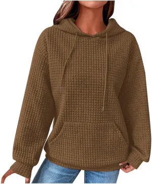 Plain Hoodie for Women Oversized Baggy Long Sleeve Drawstring Hooded Fashion Hide Belly Classic-Fit Hoodie
