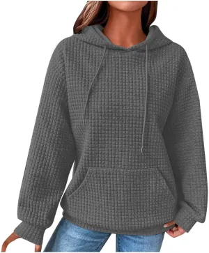 Plain Hoodie for Women Oversized Baggy Long Sleeve Drawstring Hooded Fashion Hide Belly Classic-Fit Hoodie
