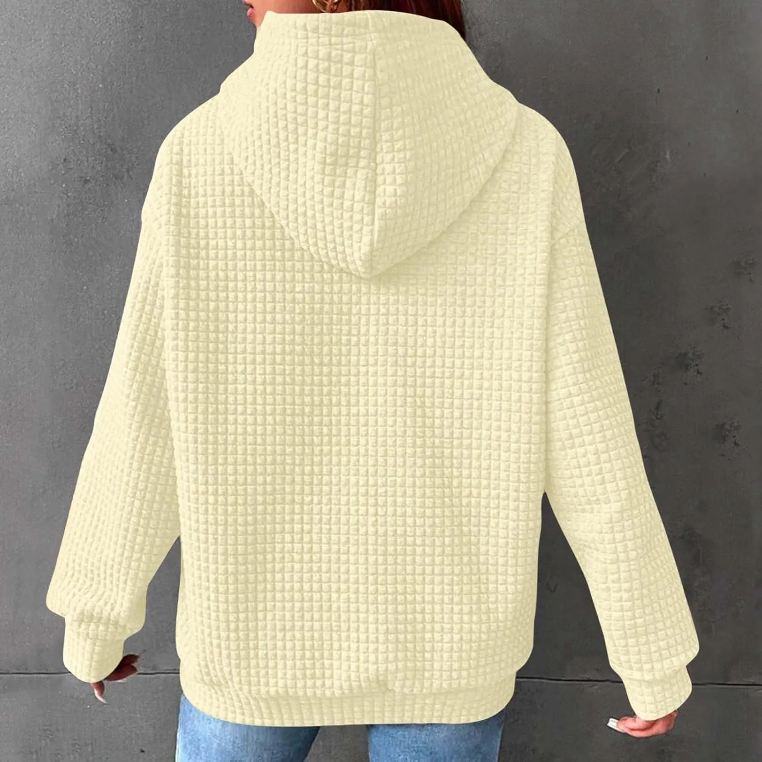 Plain Hoodie for Women Oversized Baggy Long Sleeve Drawstring Hooded Fashion Hide Belly Classic-Fit Hoodie