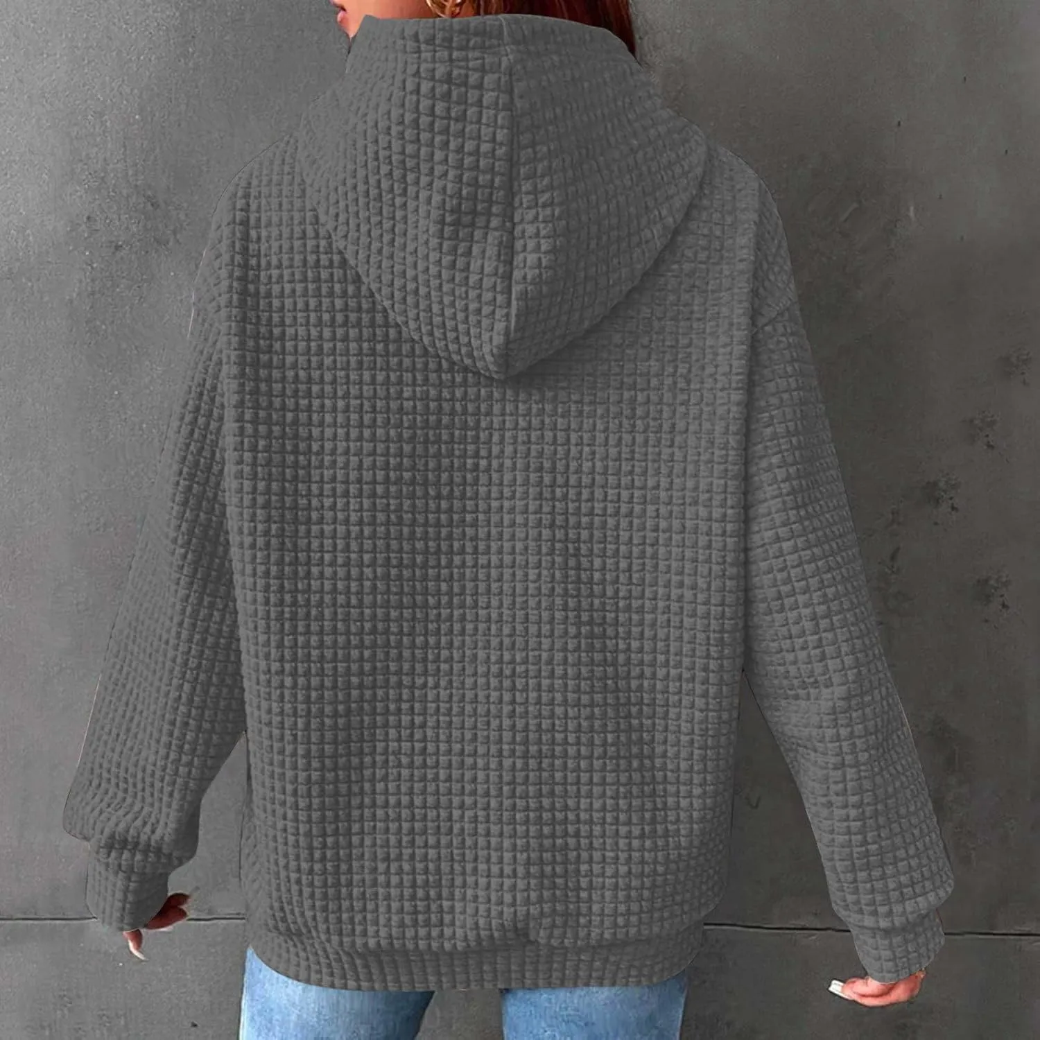 Plain Hoodie for Women Oversized Baggy Long Sleeve Drawstring Hooded Fashion Hide Belly Classic-Fit Hoodie