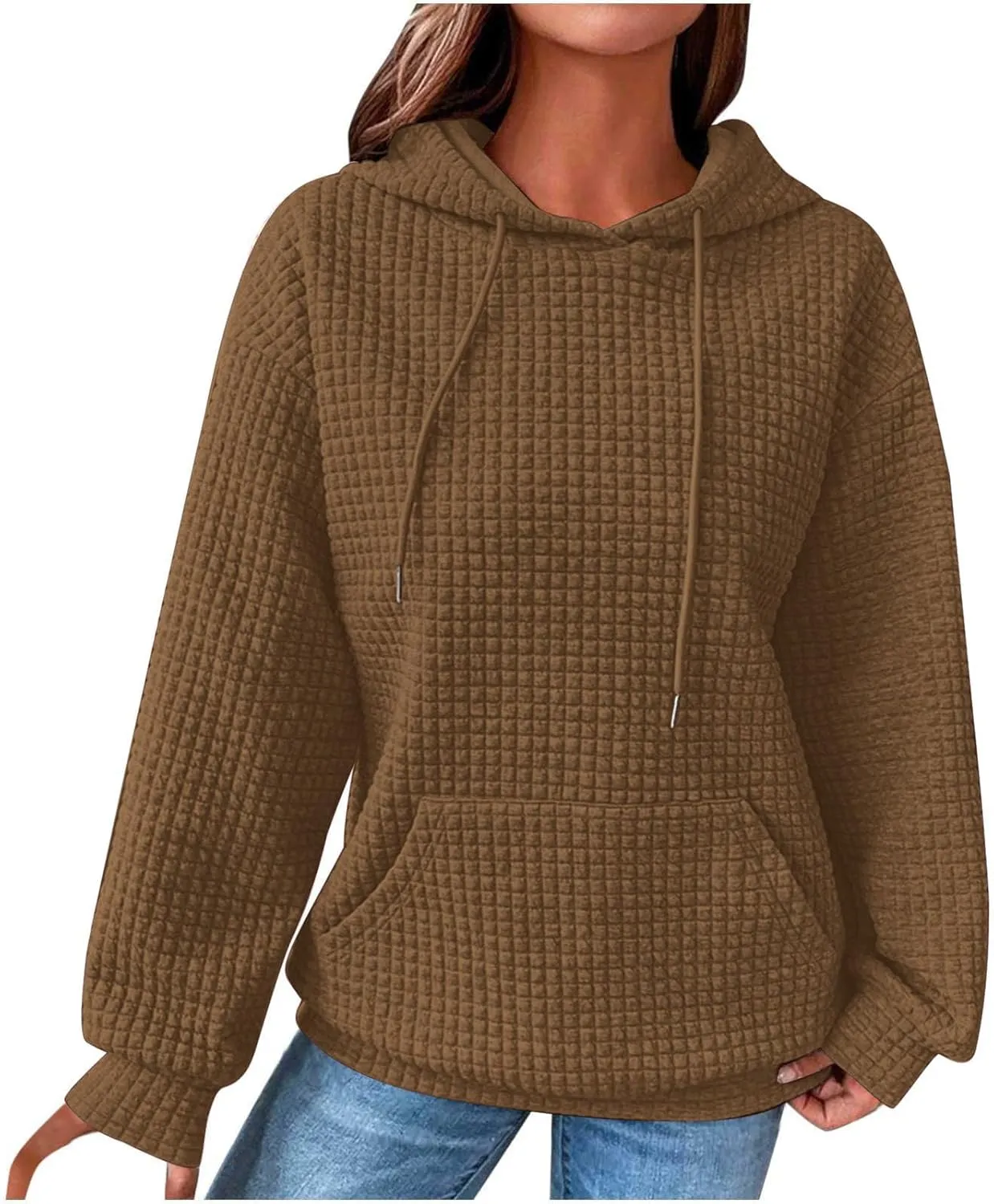 Plain Hoodie for Women Oversized Baggy Long Sleeve Drawstring Hooded Fashion Hide Belly Classic-Fit Hoodie