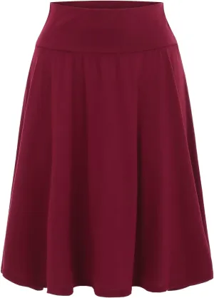 Plus Size Skirt for Summer Ladies High Elastic Waist Loose Pleated Solid Color Midi Skirts for Women Trendy Clothes