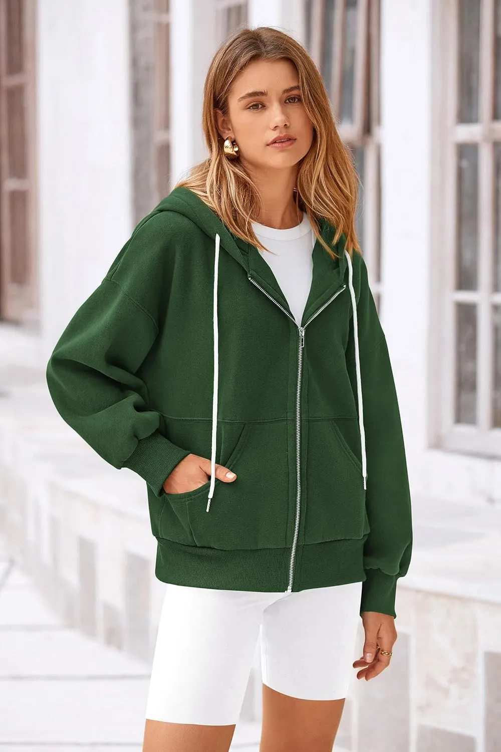 PRETTYGARDEN Women's 2025 Fall Oversized Hoodies Sweatshirt Long Sleeve Zip Up Pockets Loose Fit Y2K Winter Jackets Coat