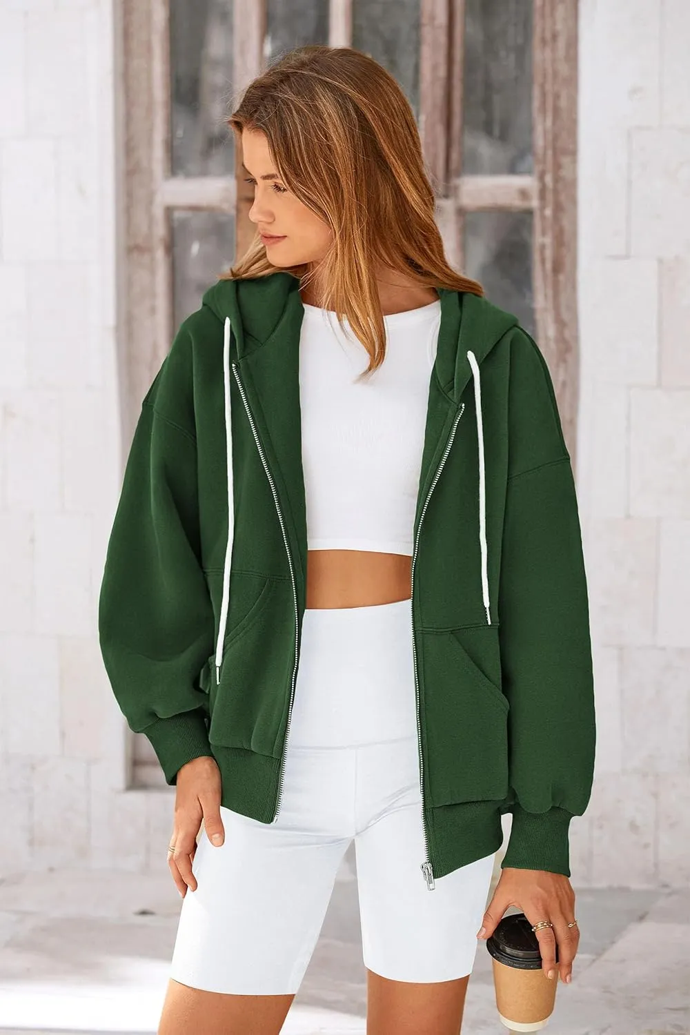 PRETTYGARDEN Women's 2025 Fall Oversized Hoodies Sweatshirt Long Sleeve Zip Up Pockets Loose Fit Y2K Winter Jackets Coat