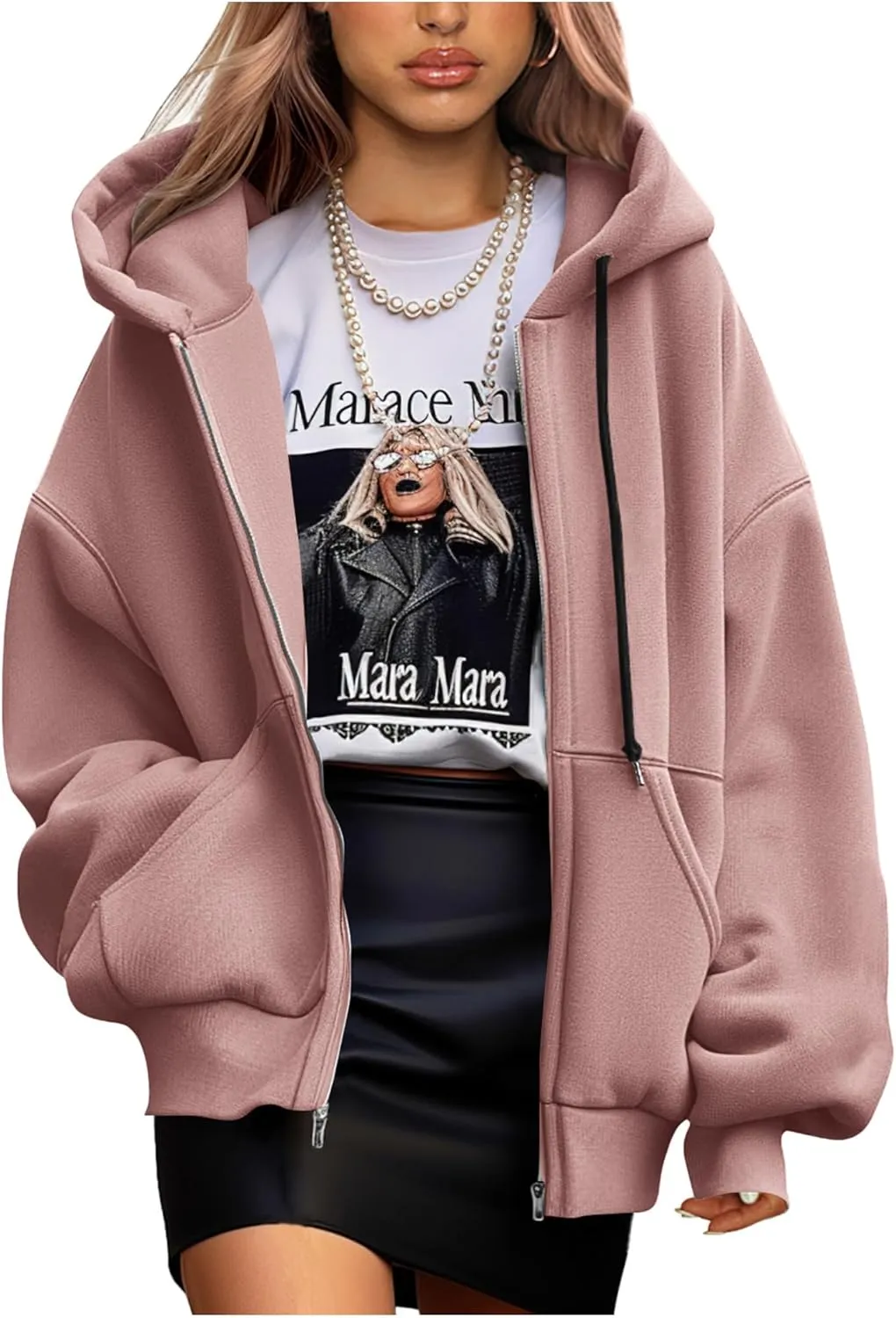 PRETTYGARDEN Women's 2025 Fall Oversized Hoodies Sweatshirt Long Sleeve Zip Up Pockets Loose Fit Y2K Winter Jackets Coat
