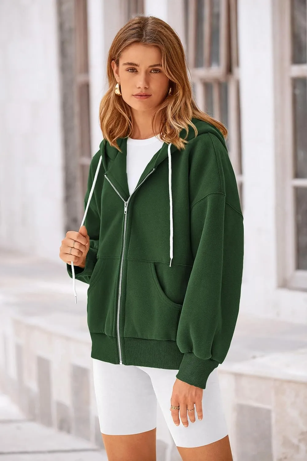 PRETTYGARDEN Women's 2025 Fall Oversized Hoodies Sweatshirt Long Sleeve Zip Up Pockets Loose Fit Y2K Winter Jackets Coat