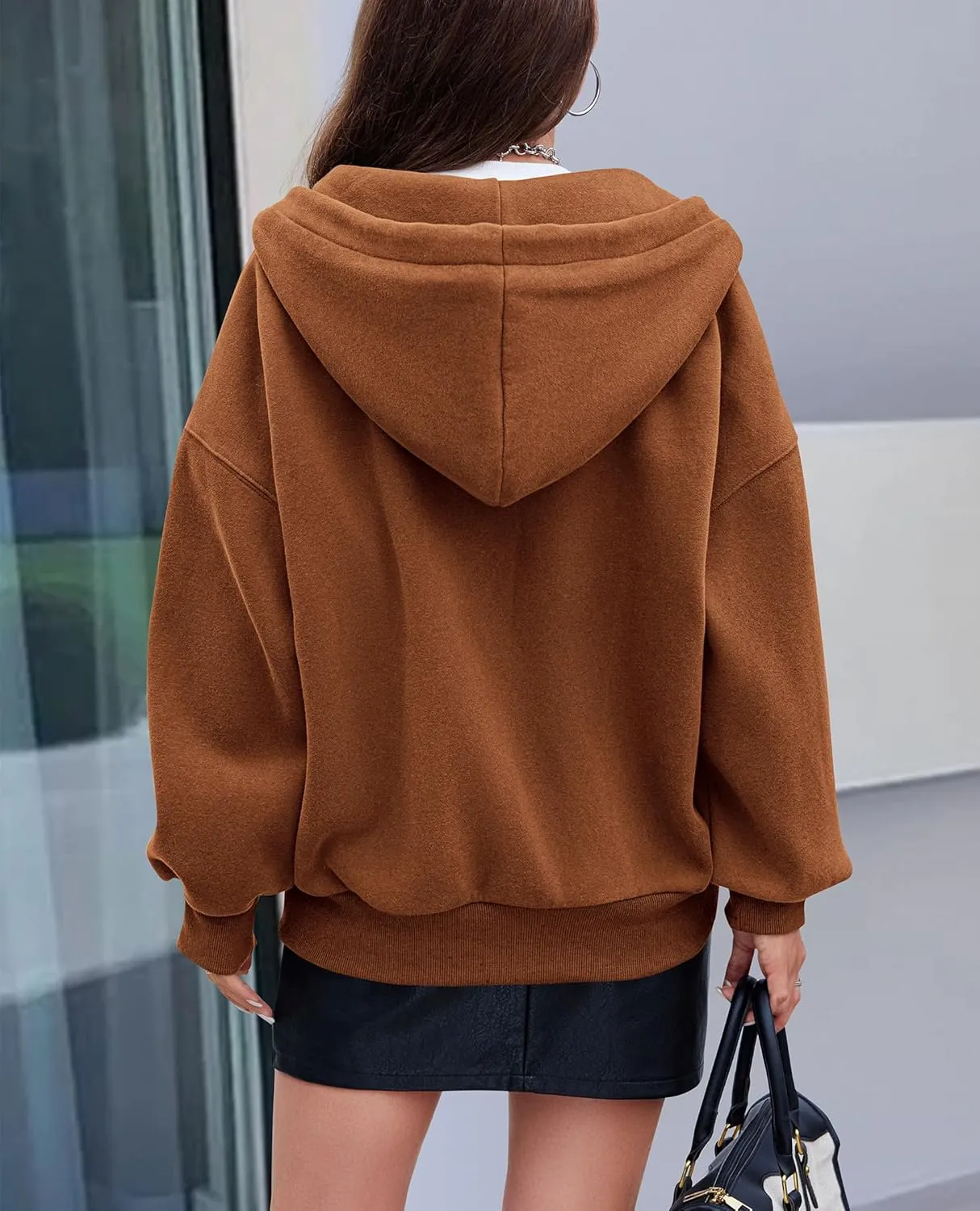 PRETTYGARDEN Women's 2025 Fall Oversized Hoodies Sweatshirt Long Sleeve Zip Up Pockets Loose Fit Y2K Winter Jackets Coat
