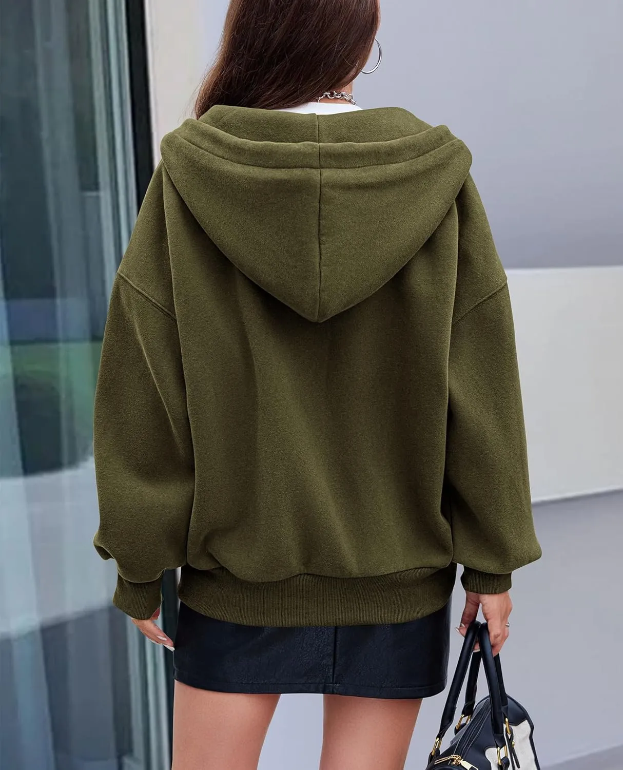 PRETTYGARDEN Women's 2025 Fall Oversized Hoodies Sweatshirt Long Sleeve Zip Up Pockets Loose Fit Y2K Winter Jackets Coat