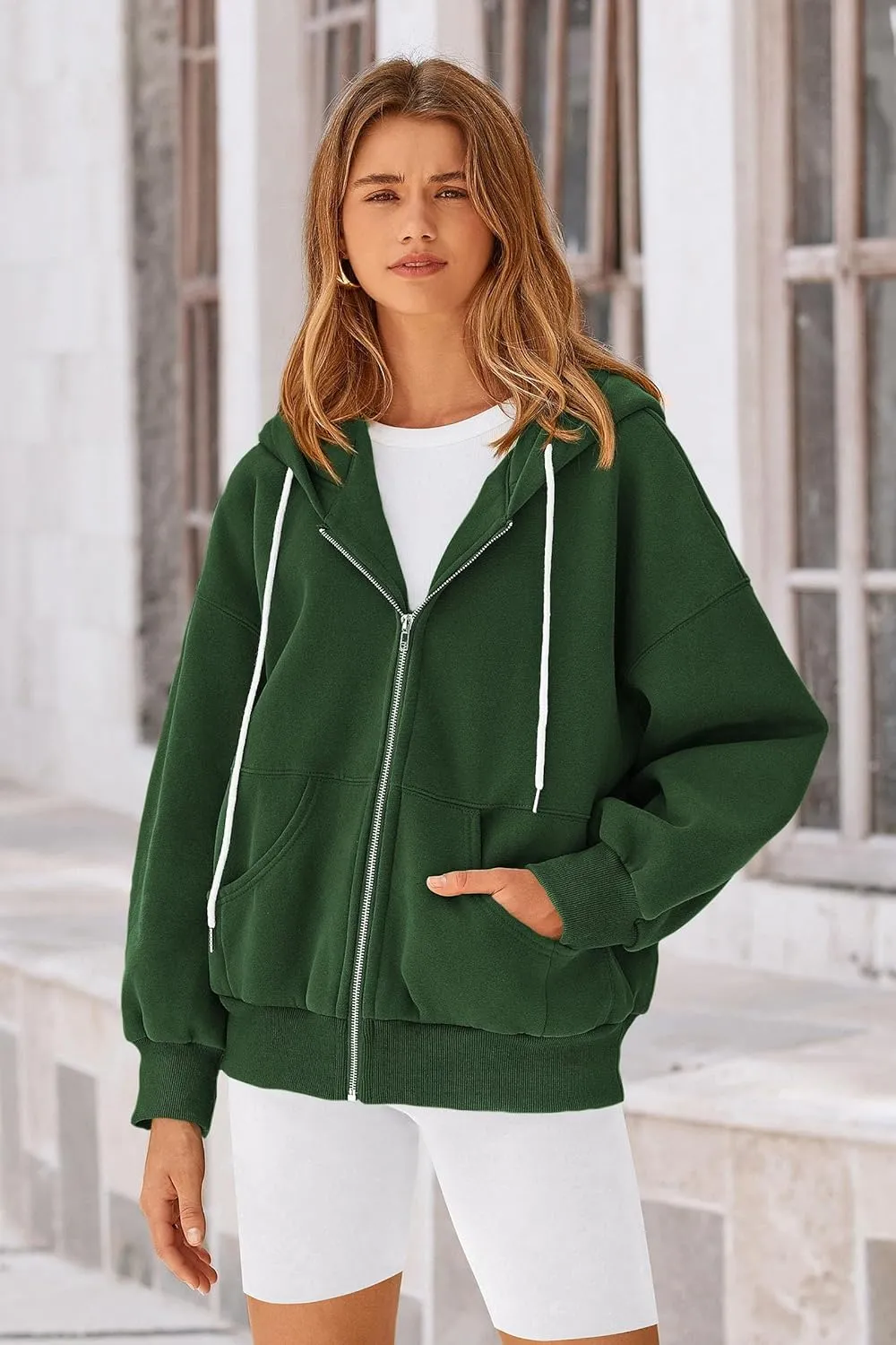 PRETTYGARDEN Women's 2025 Fall Oversized Hoodies Sweatshirt Long Sleeve Zip Up Pockets Loose Fit Y2K Winter Jackets Coat