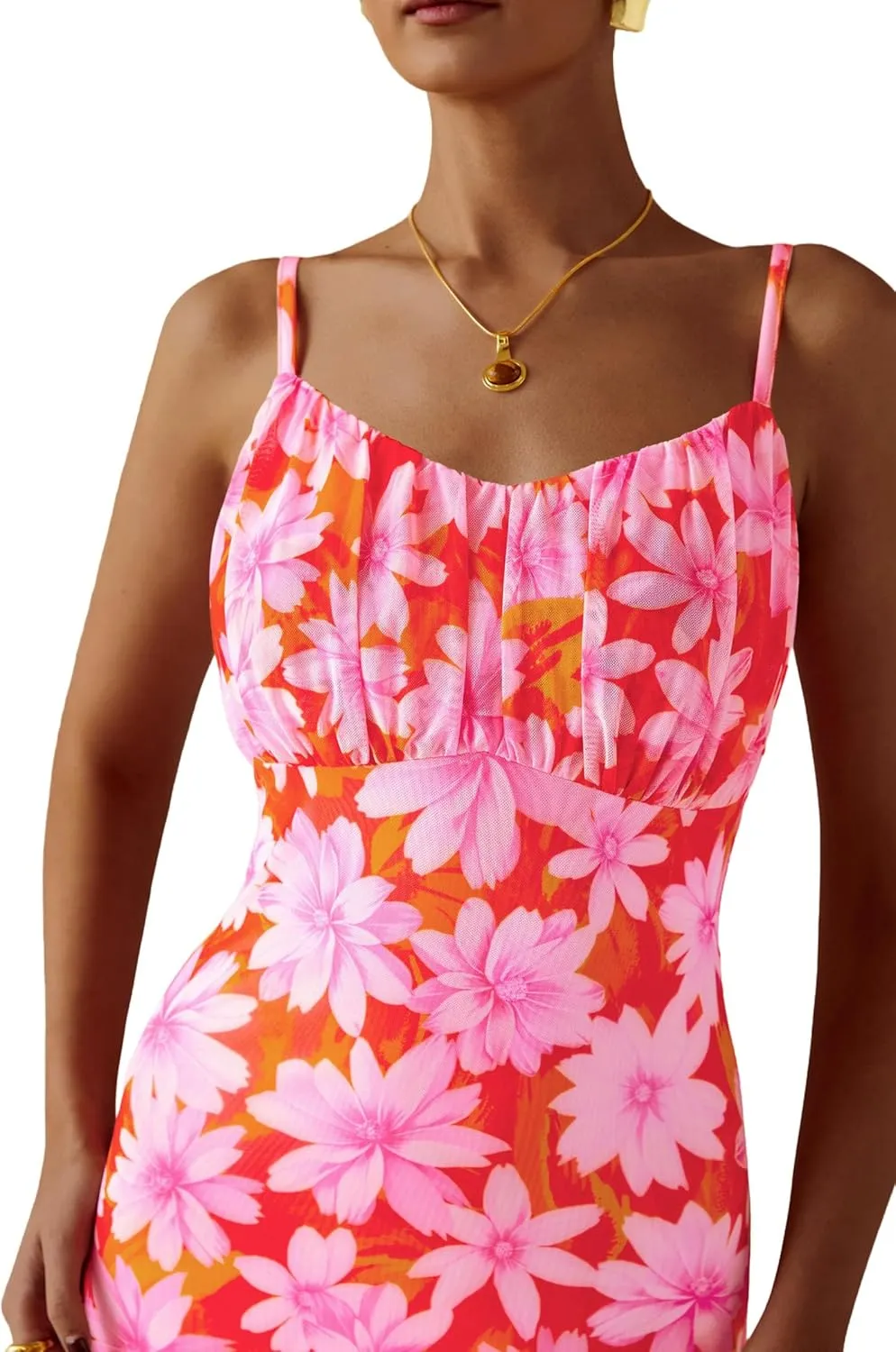 PRETTYGARDEN Women's Bodycon Maxi Dress 2025 Summer Floral Sundress Sleeveless Spaghetti Strap Cocktail Party Dress