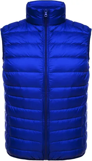 QWENTMTNTY Mens Puffer Vest Winter Lightweight Packable Padded Down Vests Outerwear Classic Warm Travel Outdoor Vest Jackets
