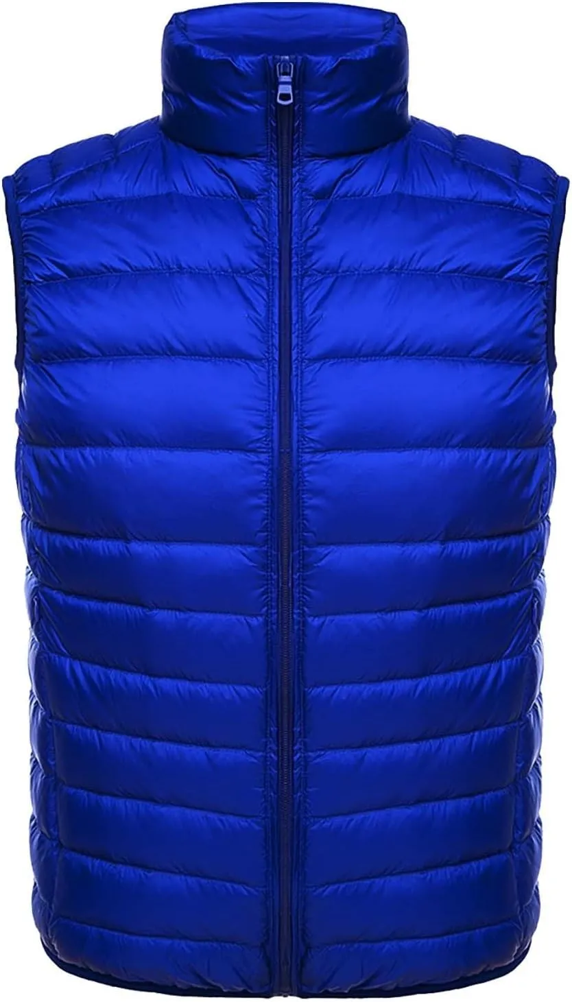 QWENTMTNTY Mens Puffer Vest Winter Lightweight Packable Padded Down Vests Outerwear Classic Warm Travel Outdoor Vest Jackets