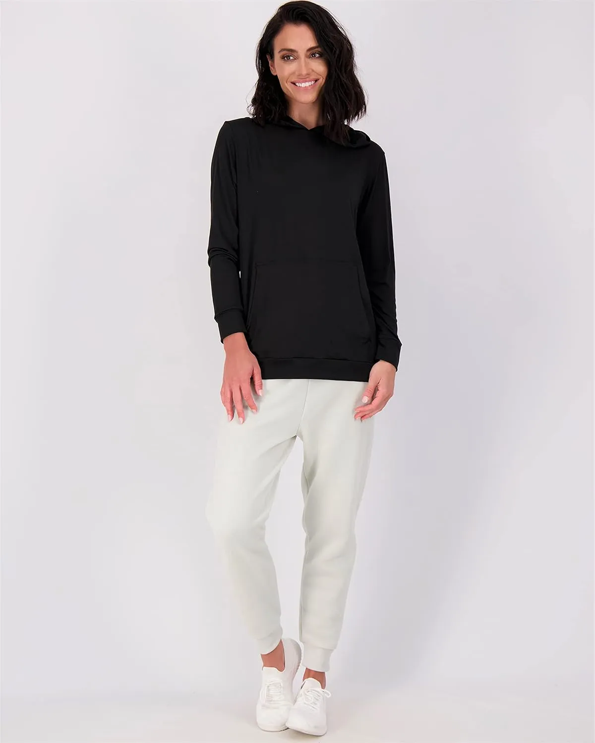Real Essentials 3 Pack: Women's Dry Fit Long-Sleeve Hoodie Pullover Sweatshirt Pocket - Active Lounge (Available In Plus)