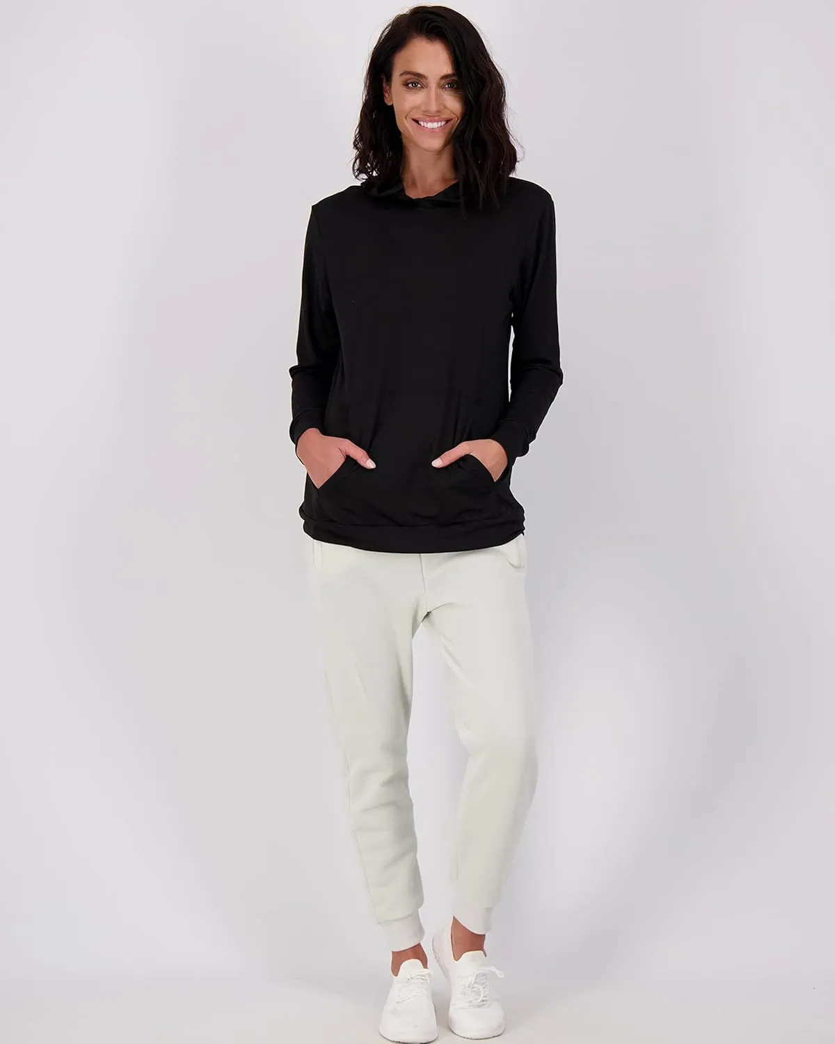 Real Essentials 3 Pack: Women's Dry Fit Long-Sleeve Hoodie Pullover Sweatshirt Pocket - Active Lounge (Available In Plus)