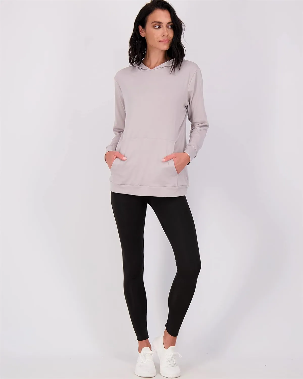 Real Essentials 3 Pack: Women's Dry Fit Long-Sleeve Hoodie Pullover Sweatshirt Pocket - Active Lounge (Available In Plus)
