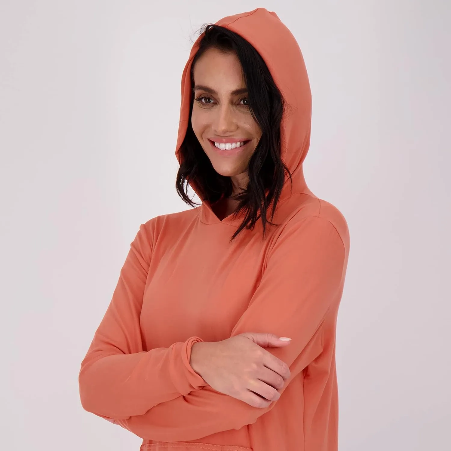 Real Essentials 3 Pack: Women's Dry Fit Long-Sleeve Hoodie Pullover Sweatshirt Pocket - Active Lounge (Available In Plus)