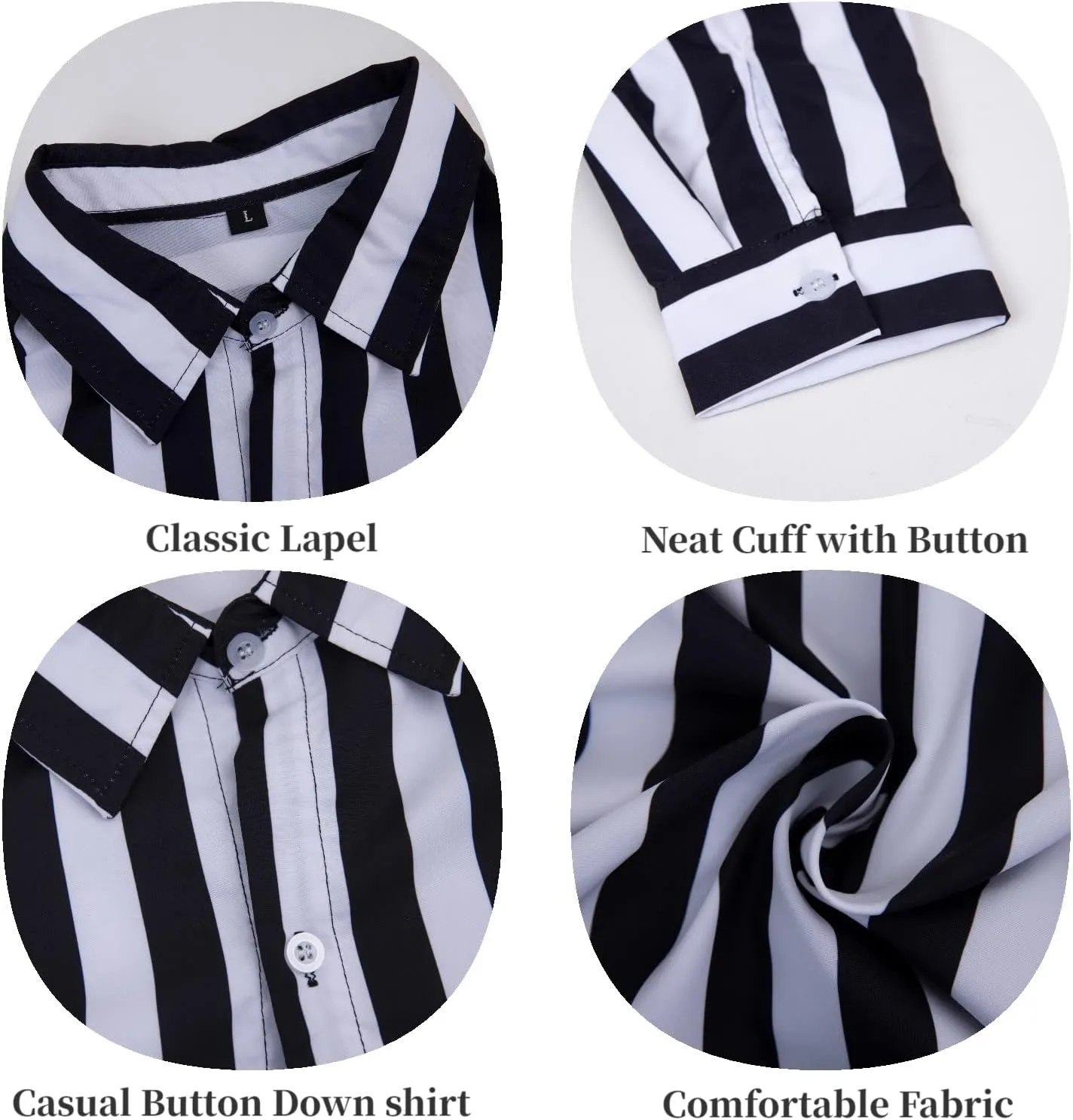 Rela Bota Mens Fashion Striped Shirts Beach Casual Button Down Henley Shirts Long Sleeve Dress Shirts Cotton Shirts