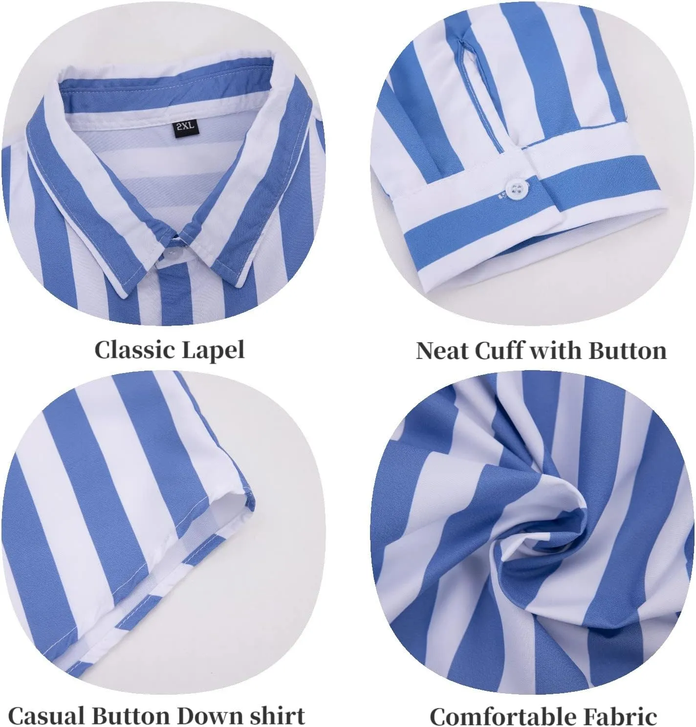 Rela Bota Mens Fashion Striped Shirts Beach Casual Button Down Henley Shirts Long Sleeve Dress Shirts Cotton Shirts